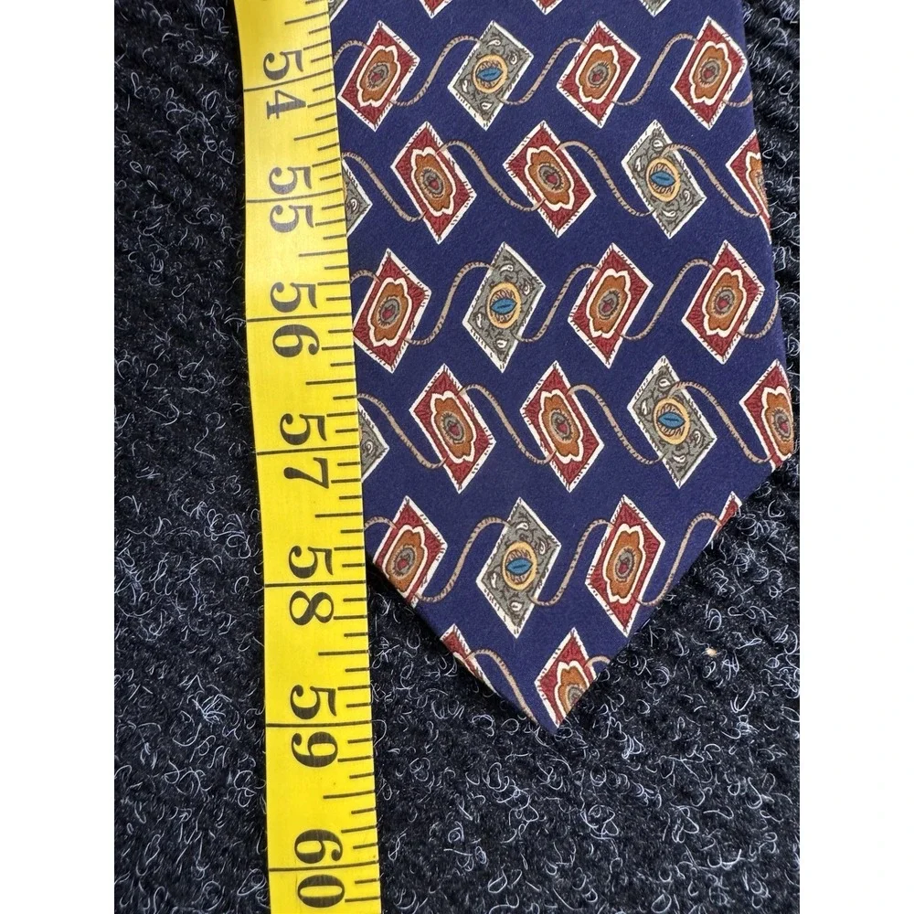 Vintage CHAPS Ralph Lauren Tie Mens Navy Geometric Made USA 58